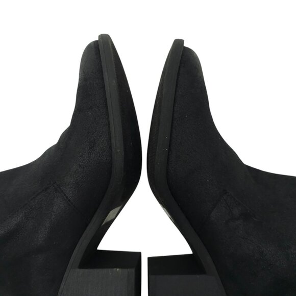 Qupid Ankle Boot Women Size 9 Chunky Block Heel Faux Suede Back Zip Bootie Black - Picture 15 of 16